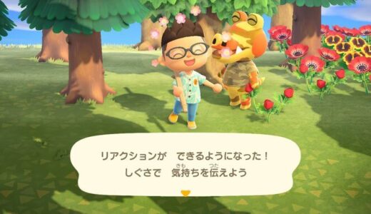 あつまれどうぶつの森：笑う喜ぶなどの「リアクション」を使う方法